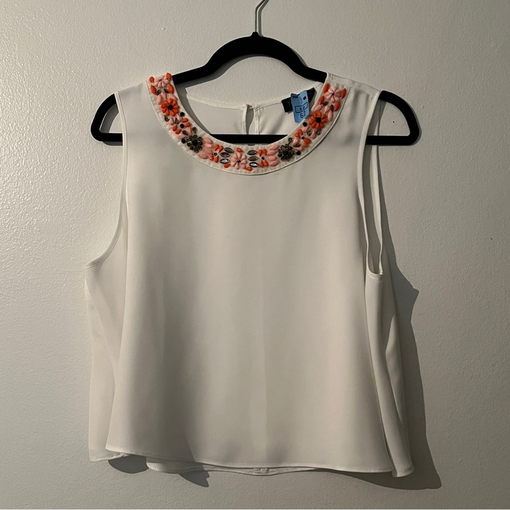 TOPSHOP WHITE SWING TANK TOP BLOUSE